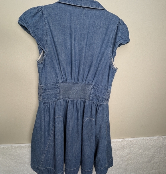 Free People Chester Dress Womens Large Stretch Denim Flutter Sleeve Sparkle 8 - Picture 13 of 15